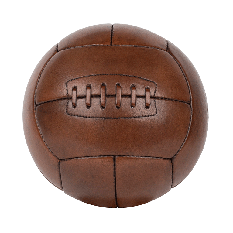 ballon de foot vintage cuir naturel assemblage 12 panneaux