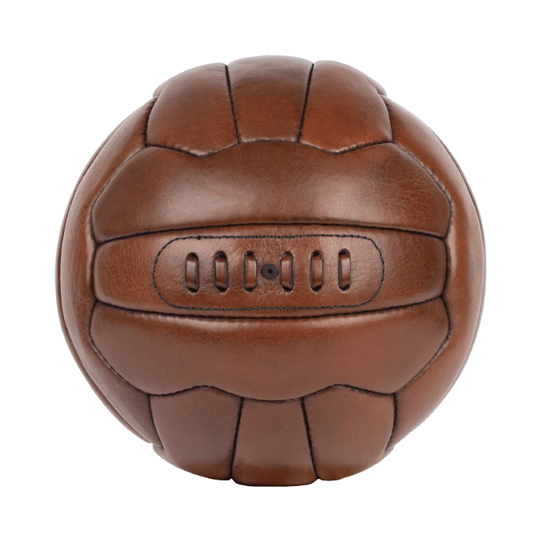 ballon de foot vintage cuir naturel assemblage 18 panneaux